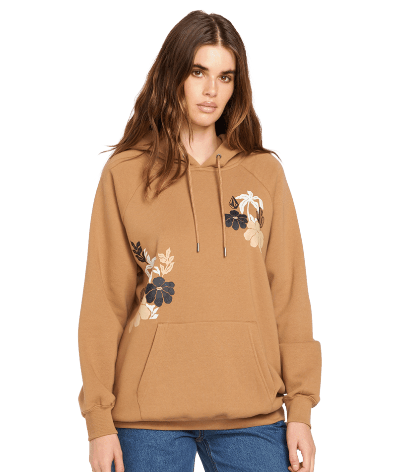 VOLCOM Women's Parrott Pants Pullover Hoodie Vintage Brown Women's Pullover Hoodies Volcom