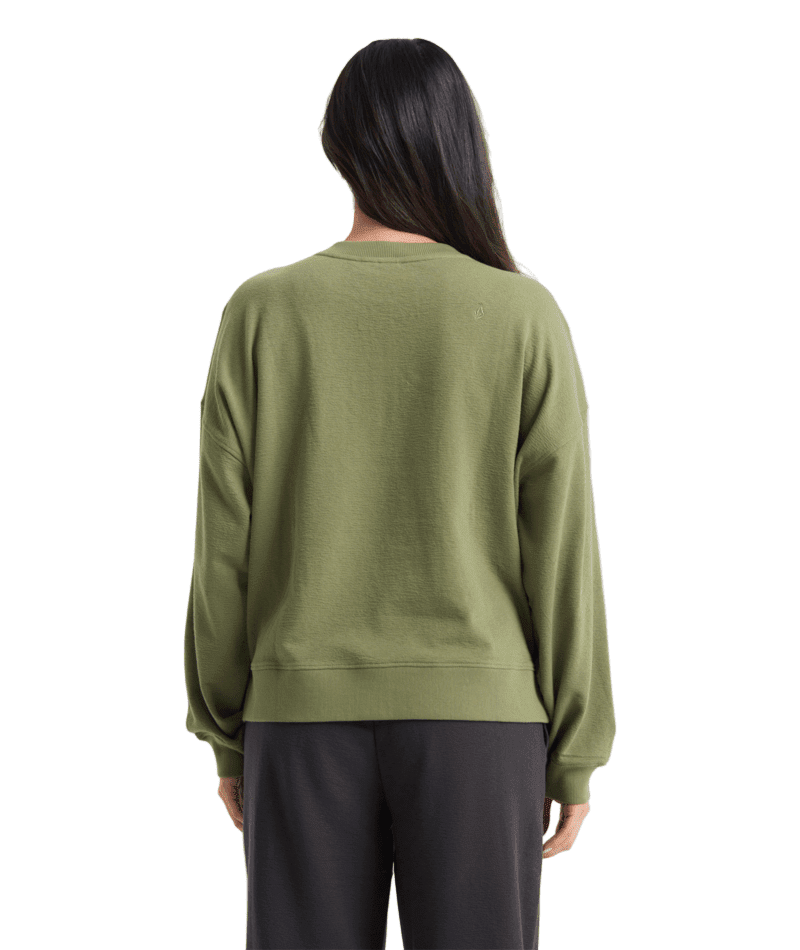 VOLCOM Women's Lived In Fleece Henley Moss Stone Women's Sweaters Volcom