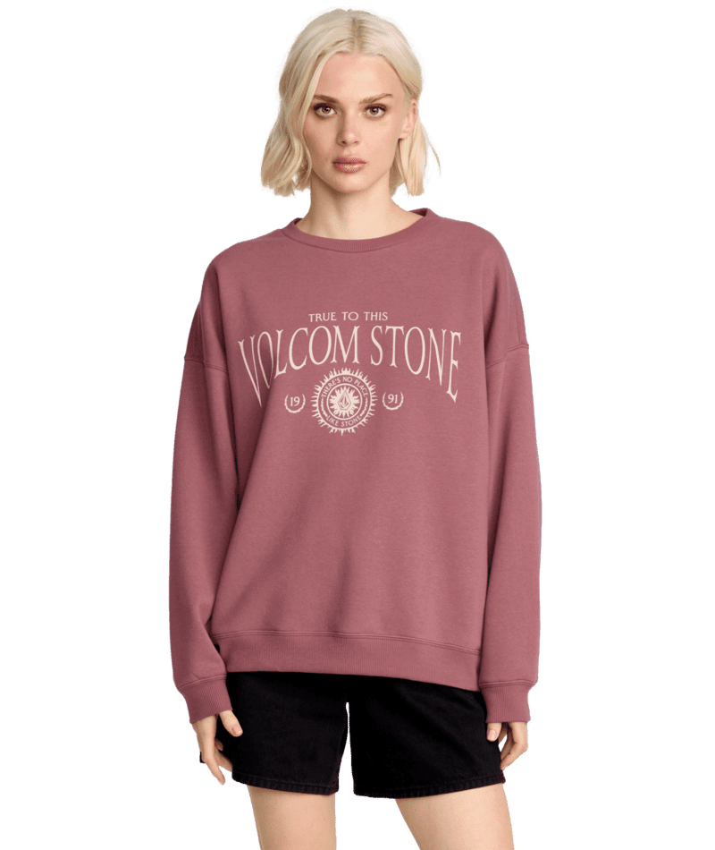 VOLCOM Women's Stone Crew Sweater Vintage Brown Women's Street Jackets Volcom