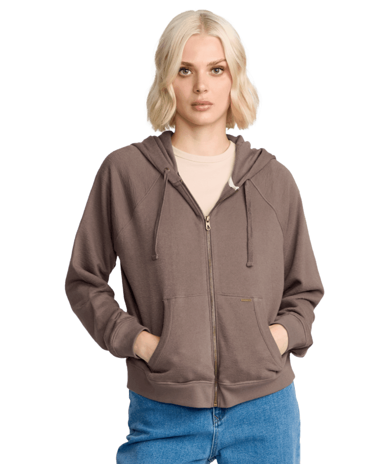 VOLCOM Women's Lived In Fleece Zip Black Plum Women's Zip Hoodies Volcom