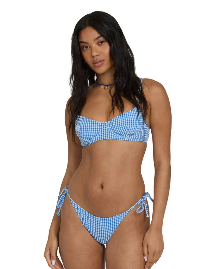BILLABONG Women's Mini Wave Check Helena Underwire Bikini Top True Blue