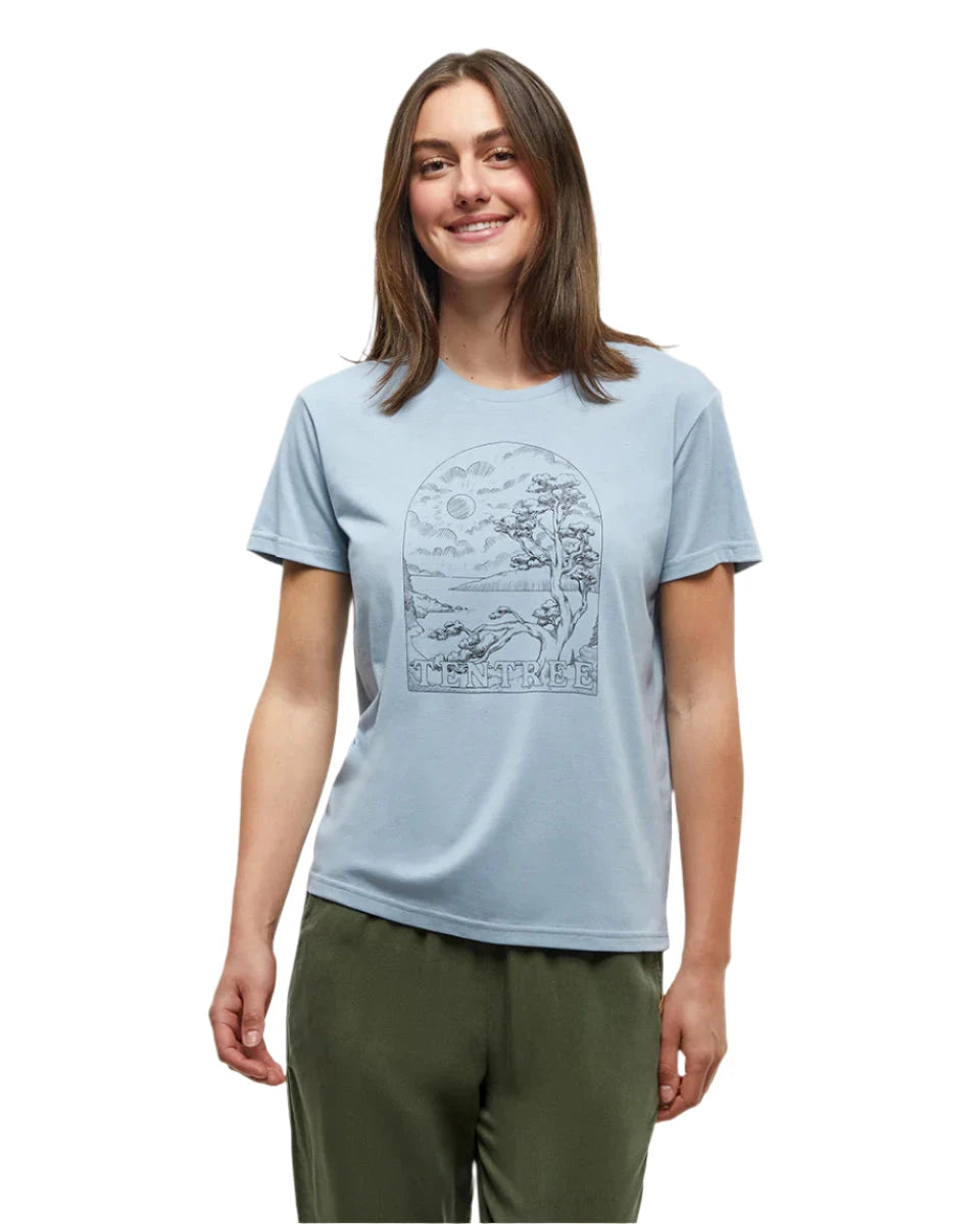 TENTREE Women's Clifftop T-Shirt Blue Haze/Meteorite Black Women's Short Sleeve T-Shirts Tentree