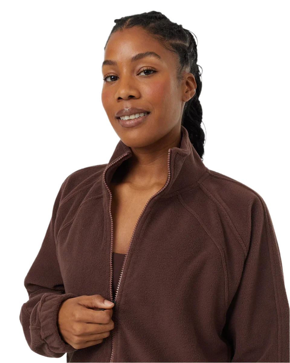 TENTREE Women's Recycled Microfleece Zip Sweater Deep Mahogany Women's Zip Hoodies Tentree