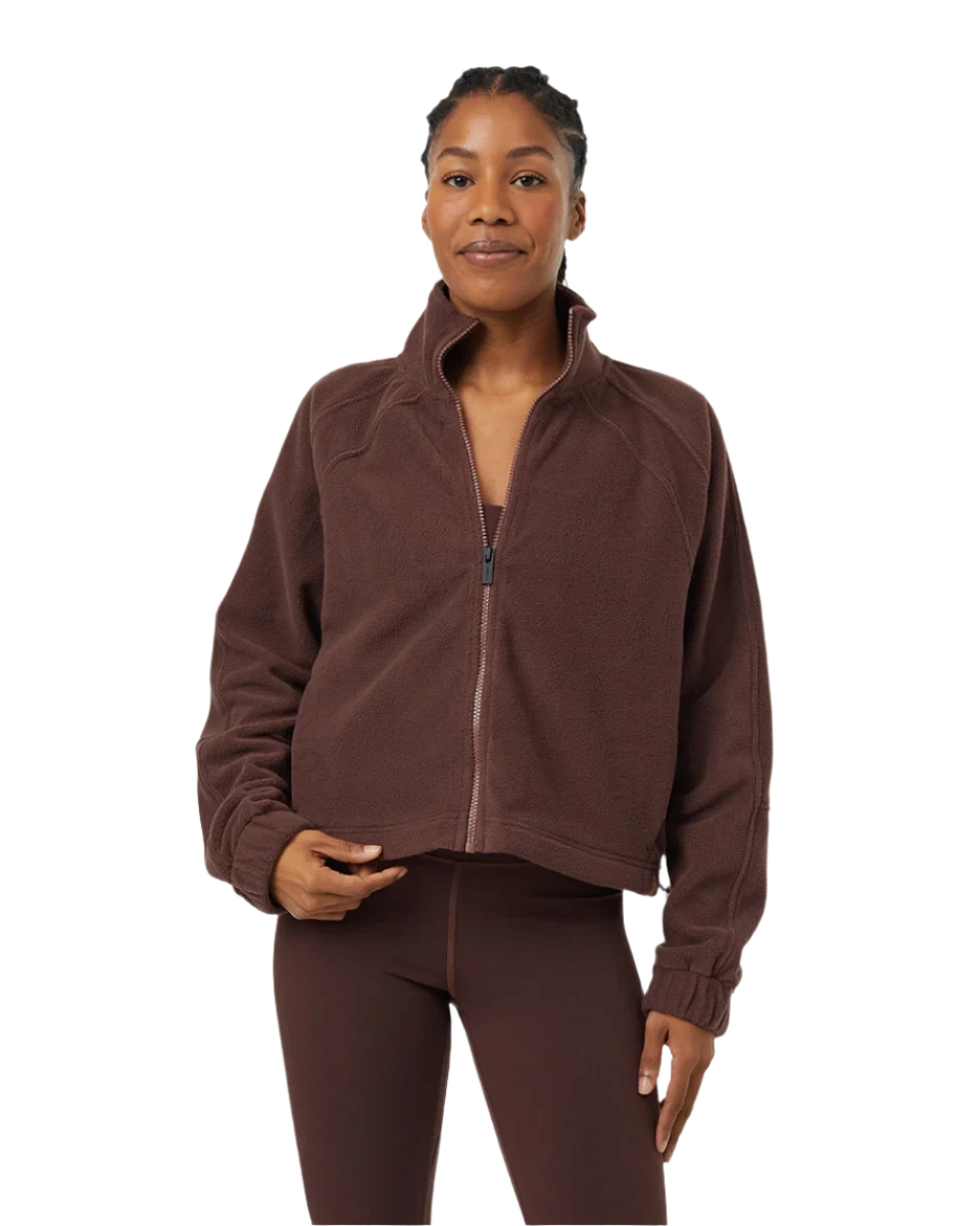 TENTREE Women's Recycled Microfleece Zip Sweater Deep Mahogany Women's Zip Hoodies Tentree