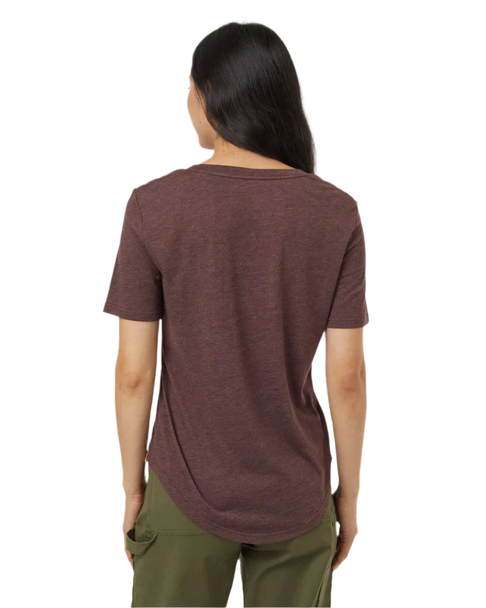TENTREE Women's TreeBlend V-Neck T-Shirt Deep Mahogany Heather Women's Short Sleeve T-Shirts Tentree