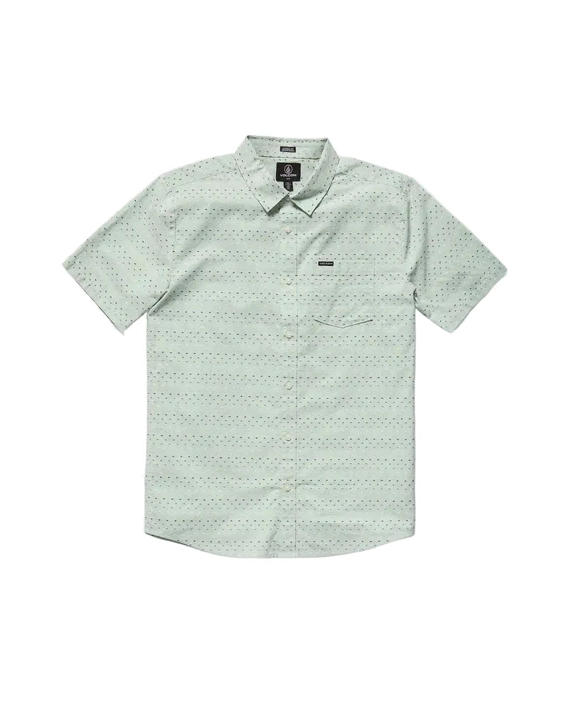VOLCOM Boy's Bankstone II Button-Up Shirt Pale Aqua Boy's Short Sleeve Button Ups Volcom