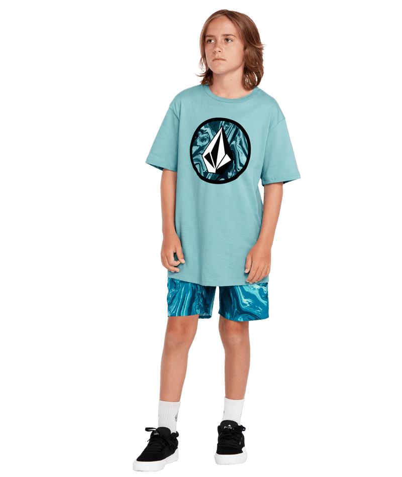 VOLCOM Boy's Circle Stone T-Shirt Cali Blue Heather Boy's T-Shirts Volcom