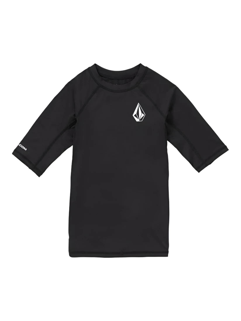 VOLCOM Big Boy's Lido Short Sleeve Rash Guard Black Youth Rashguards Volcom