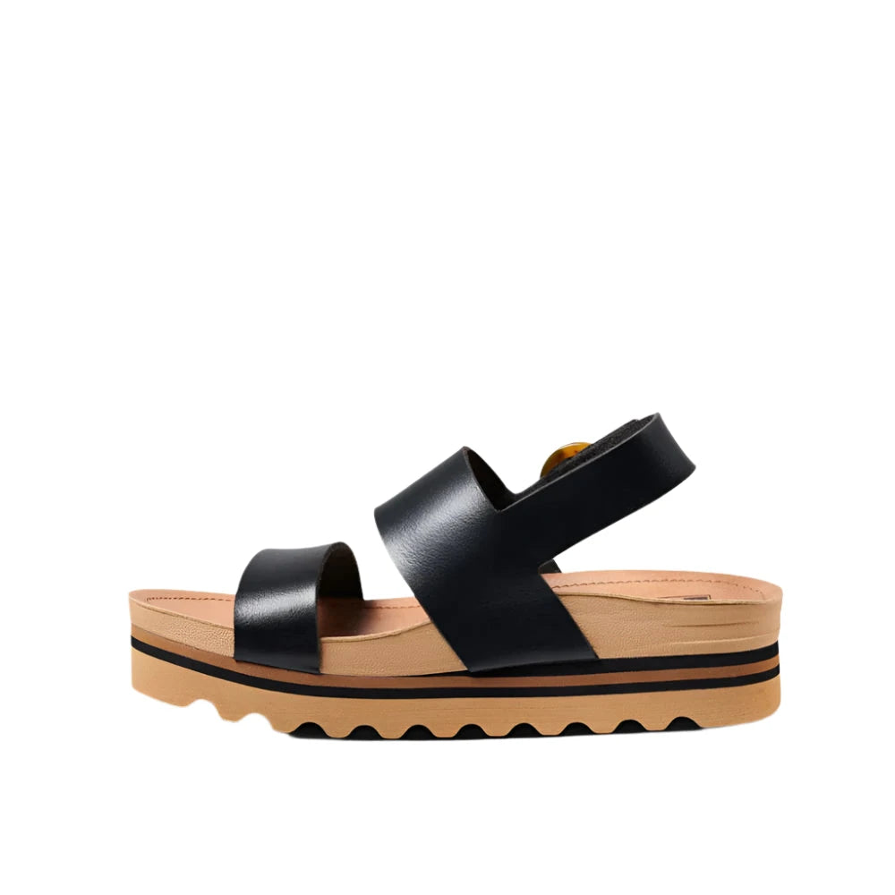 REEF Women's Vista Hi Buckle Sandals Black/Tan Women's Sandals Reef