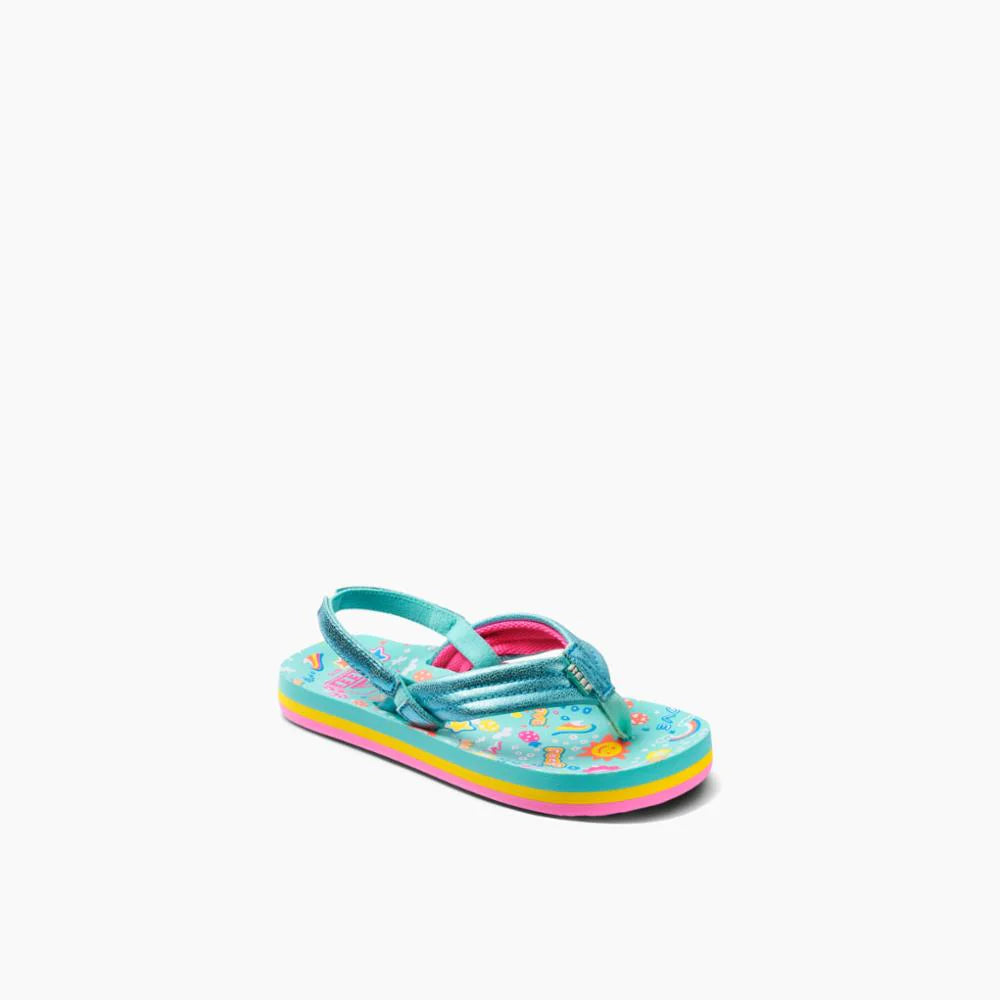 REEF Little Ahi Sandals Love Rainbow Youth Sandals Reef