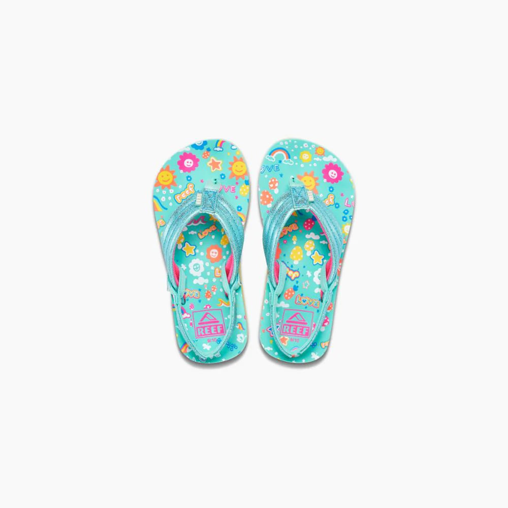 REEF Little Ahi Sandals Love Rainbow Youth Sandals Reef