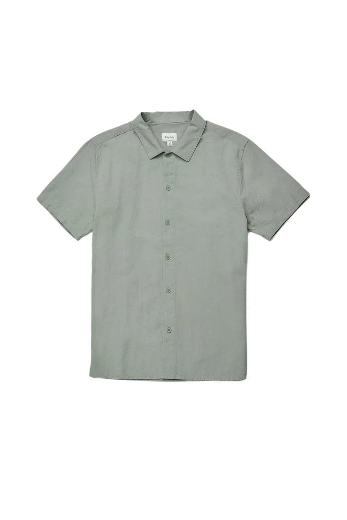 RHYTHM Classic Linen Short Sleeve Button-Up Shirt Seafoam Men's Short Sleeve Button Up Shirts Rhythm