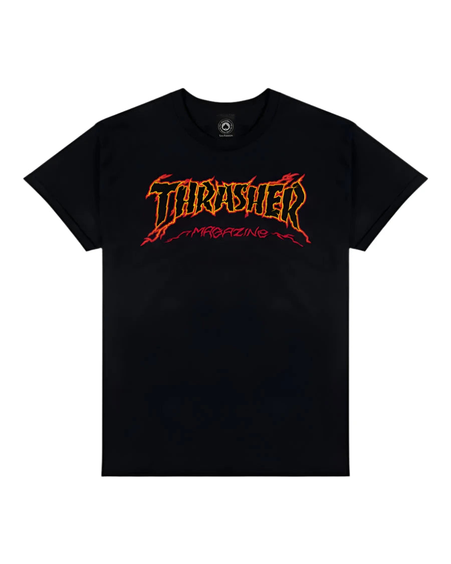 THRASHER Cracked by Exteenager T-Shirt Black Men's Short Sleeve T-Shirts Thrasher