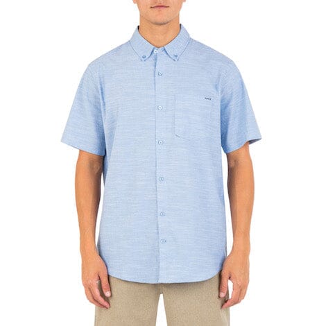 HURLEY One And Only Stretch Short Sleeve Button Up Shirt Blue Oxford 2 Men's Short Sleeve Button Up Shirts Hurley 