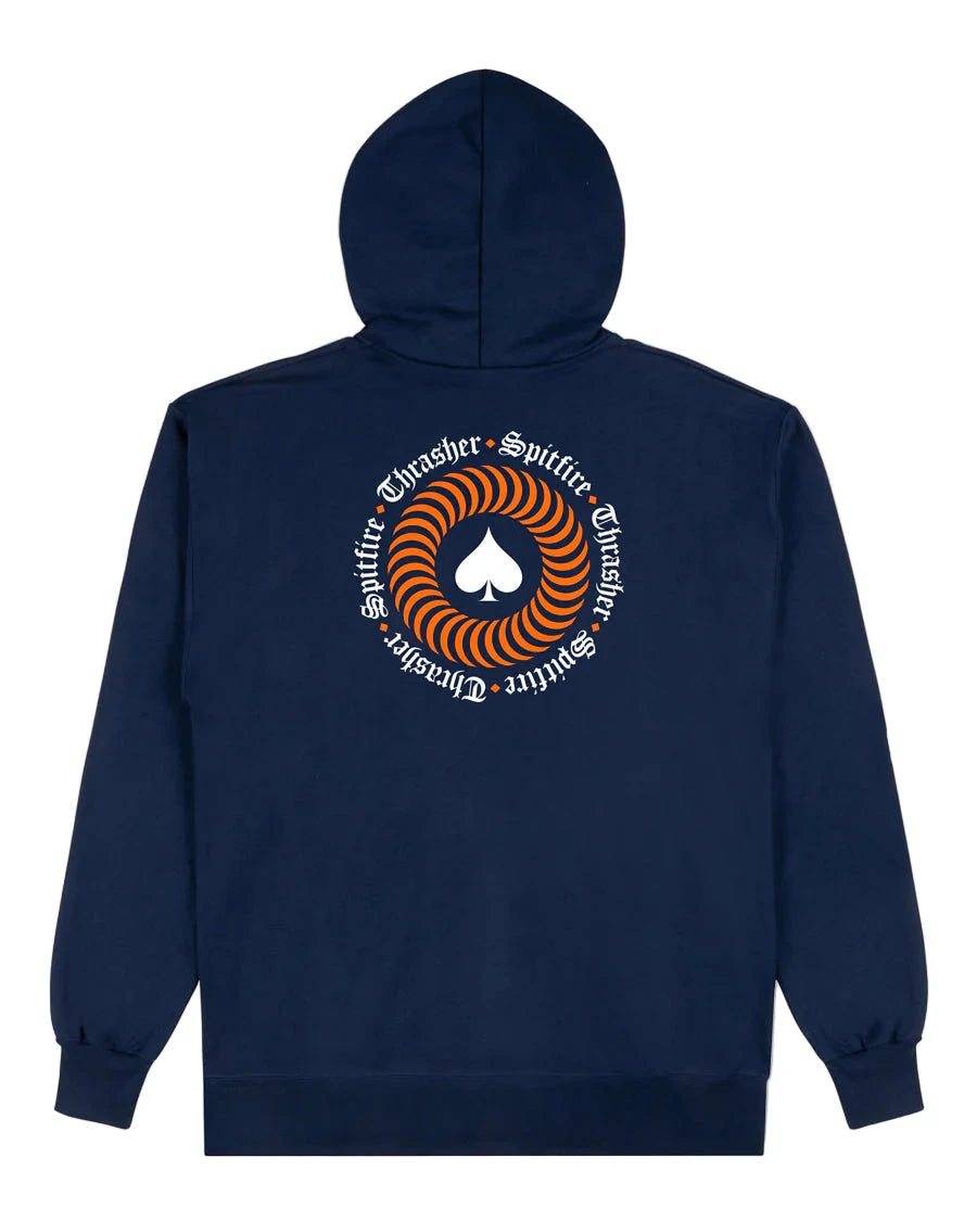 THRASHER Spitfire X Thrasher The End Oath Hoodie Navy Men's Pullover Hoodies Thrasher