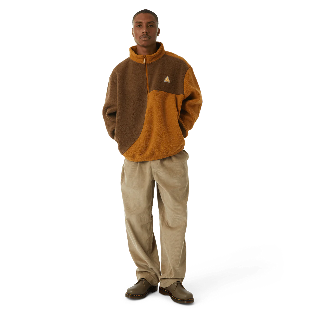 HUF Expedition 1/4 Zip Fleece Sweater Coffee Men's Sweaters huf