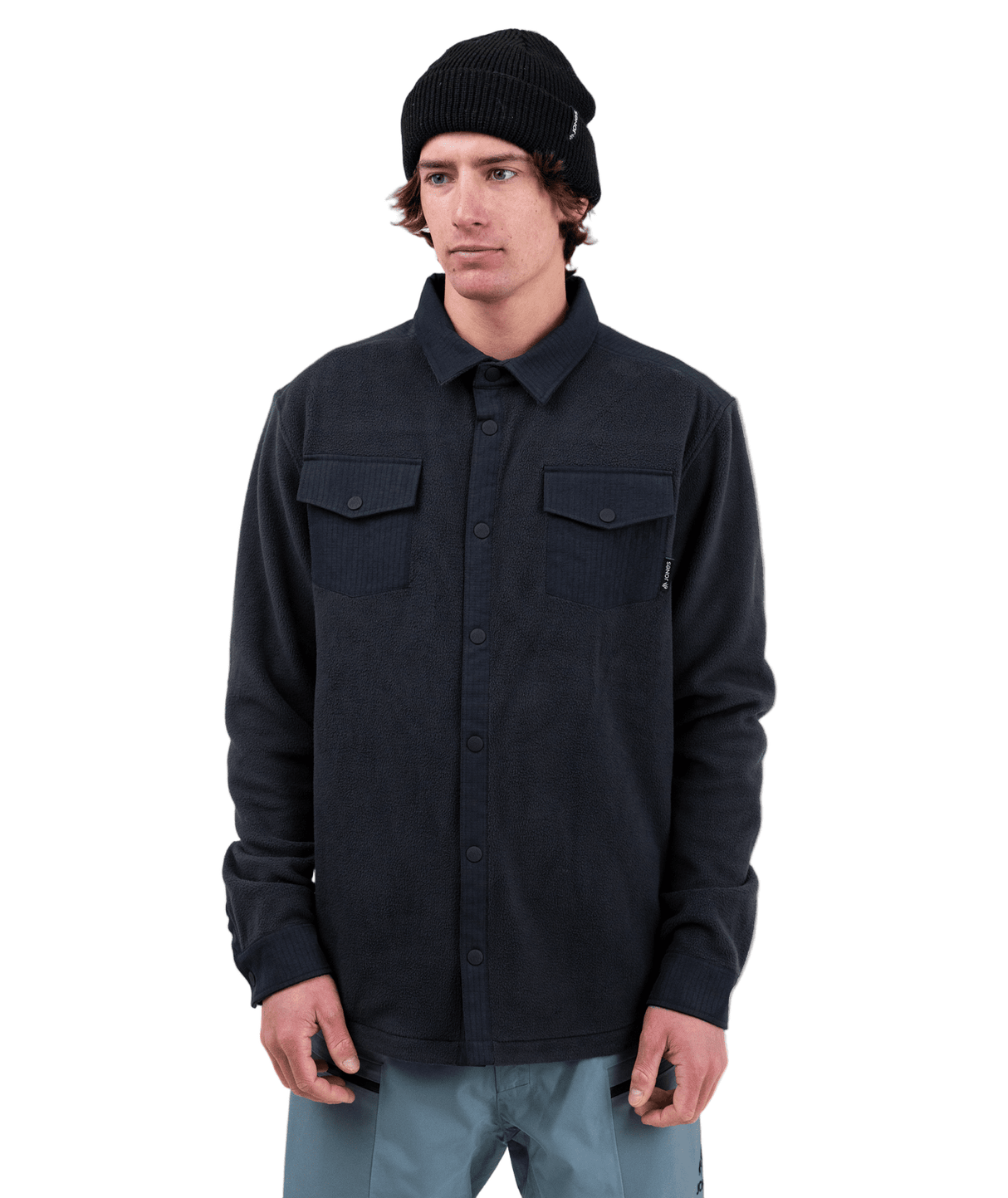 JONES December Recycled Fleece Shirt Stealth Black Men's Base Layers Jones Snowboards