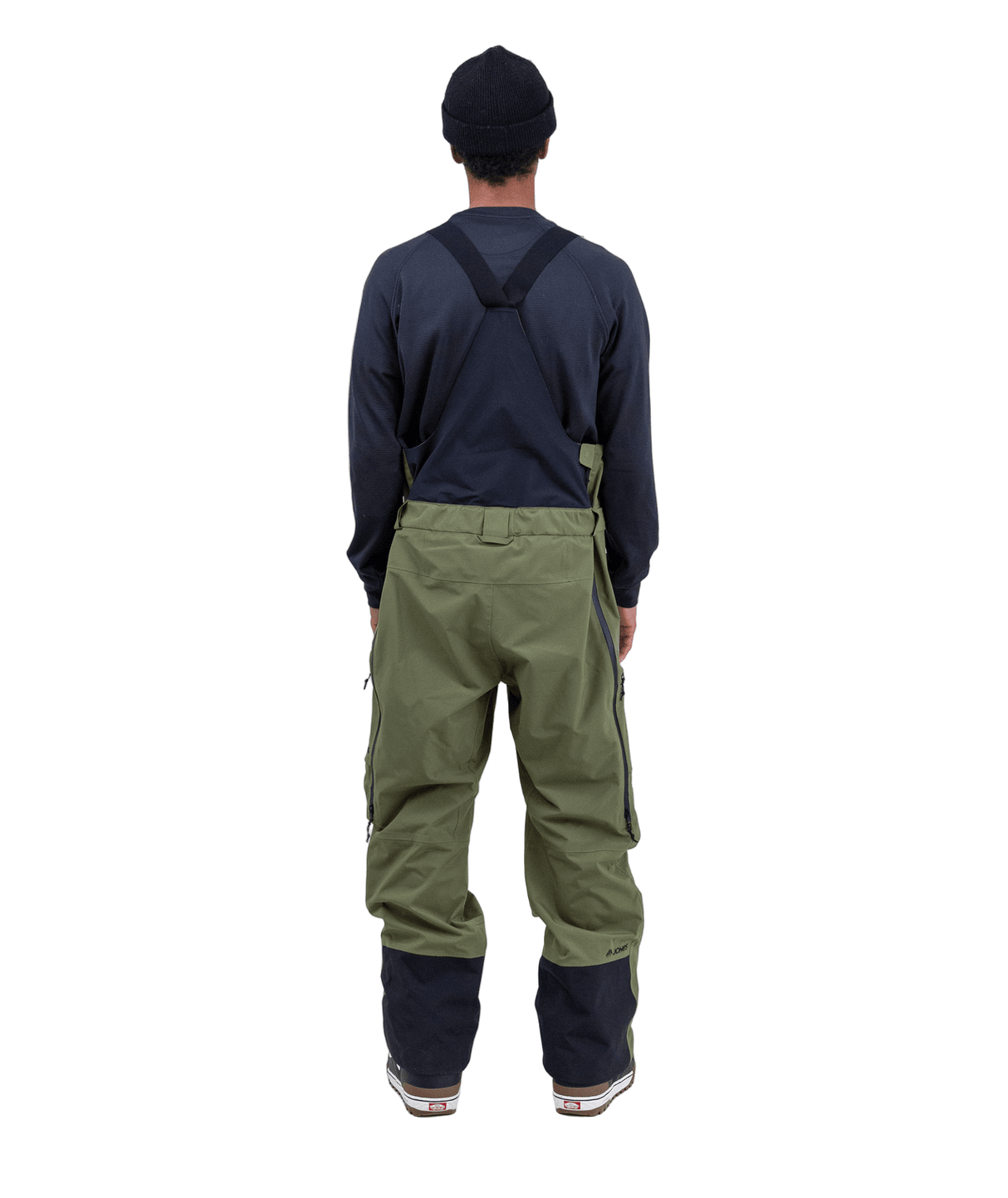 JONES MTN Surf Recycled Bib Snow Pants Moss Green 2026 Men's Snow Bib Pants Jones Snowboards