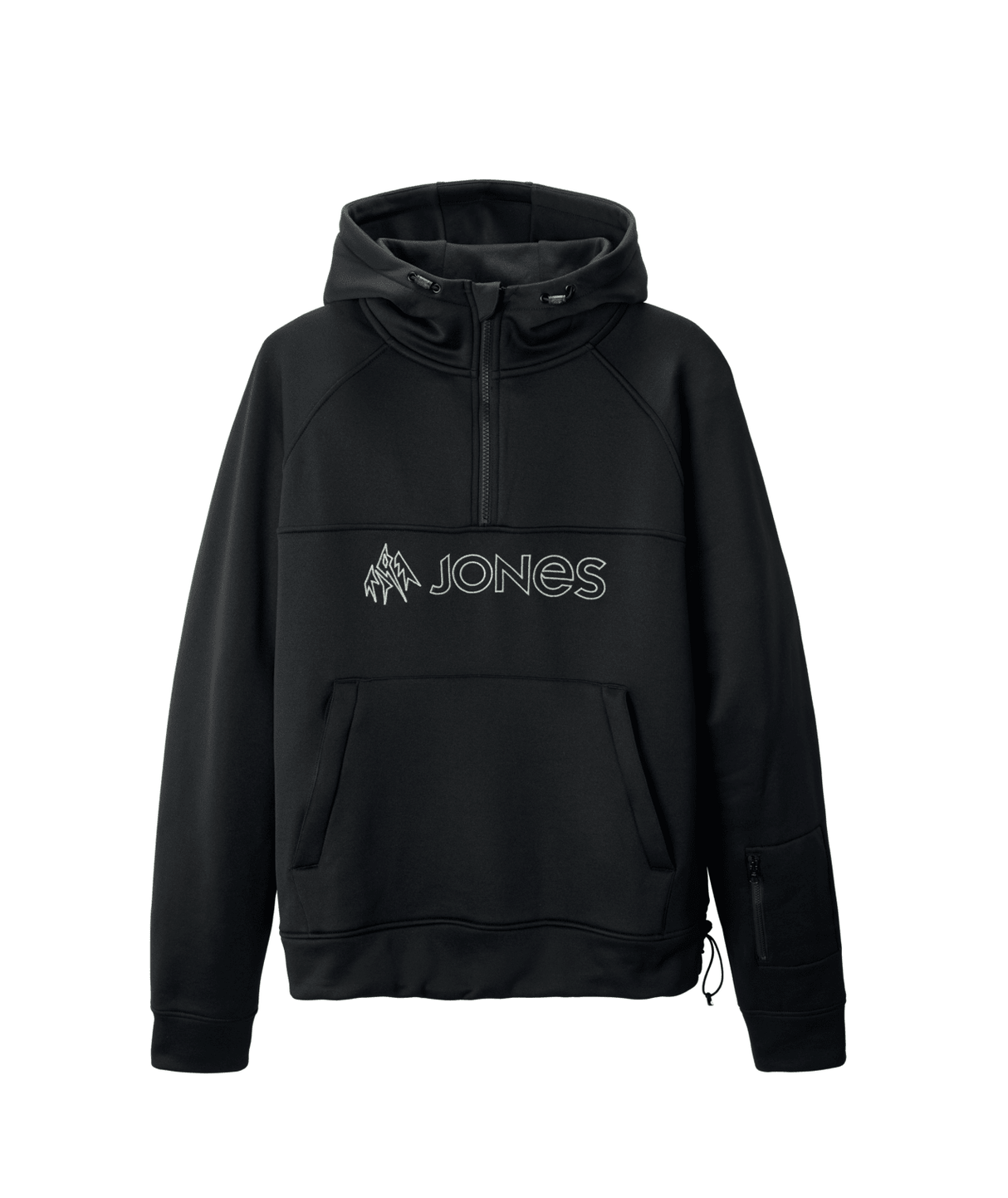 JONES Recycled Fleece Riding Hoodie Stealth Black Men's Pullover Hoodies Jones Snowboards
