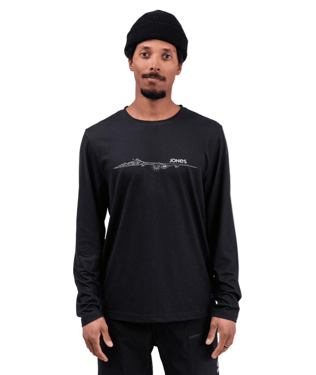 JONES Recycled Long Sleeve Tech T-Shirt Stealth Black Men's Base Layers Jones Snowboards