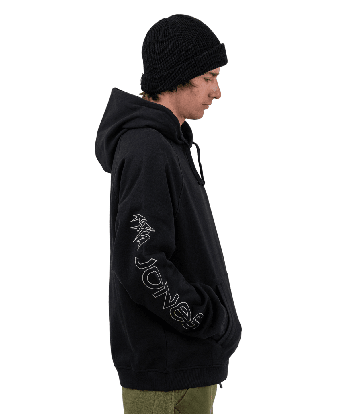 JONES Truckee Organic Cotton Pullover Hoodie Stealth Black Men's Pullover Hoodies Jones Snowboards