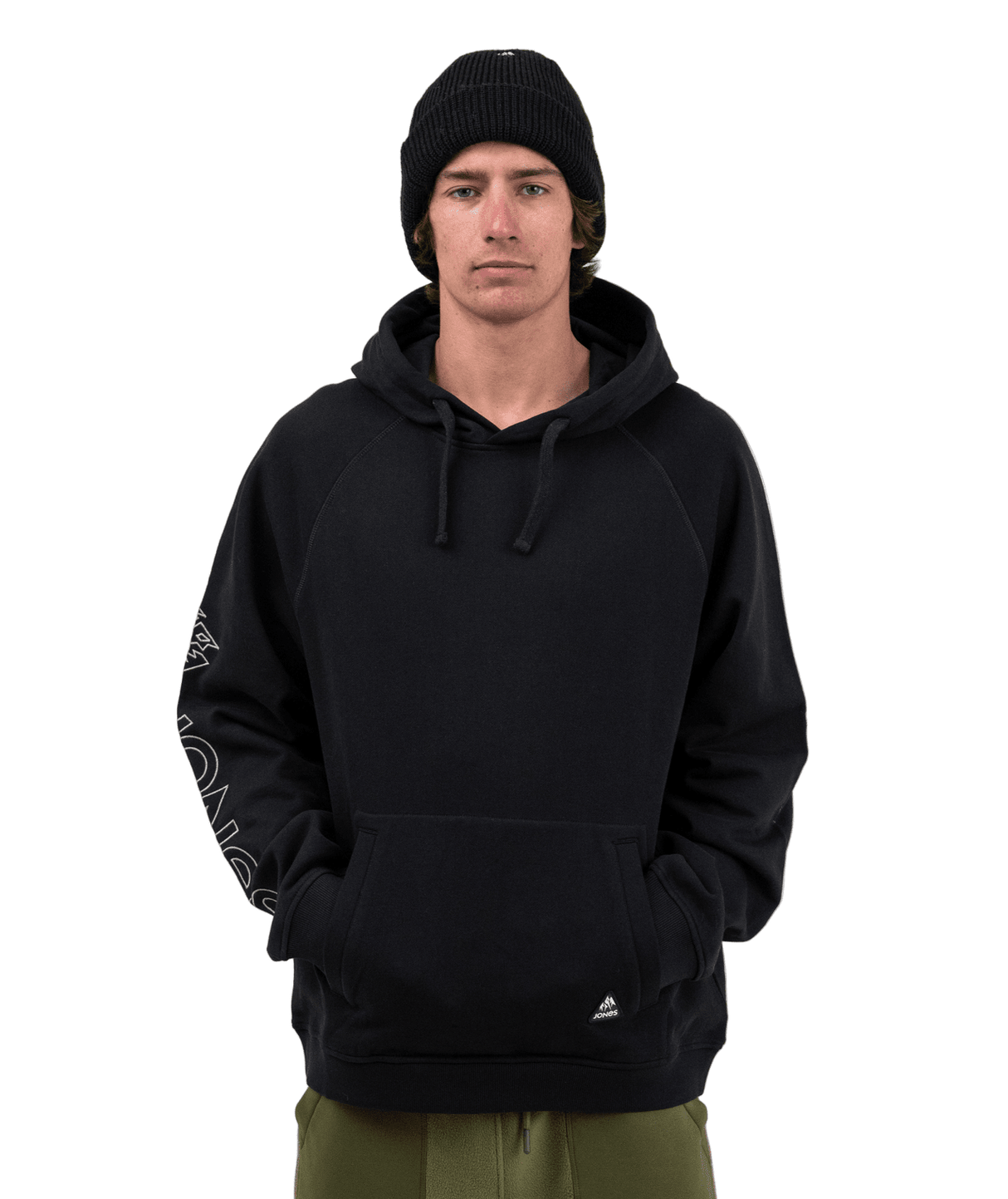 JONES Truckee Organic Cotton Pullover Hoodie Stealth Black Men's Pullover Hoodies Jones Snowboards
