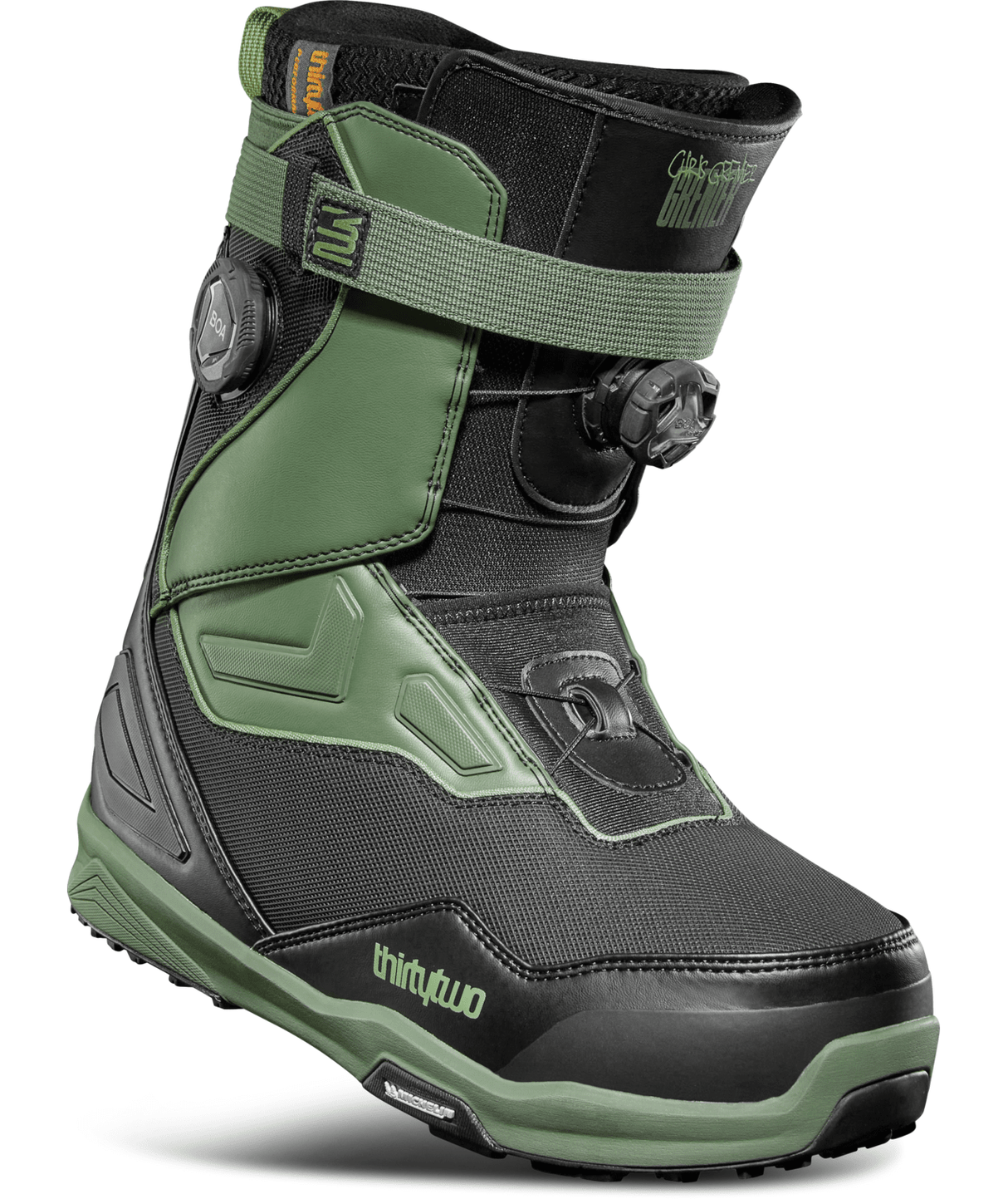 THIRTYTWO TM-2 XLT Double BOA X Grenier Snowboard Boots Black/Green 2026 Men's Snowboard Boots Thirtytwo