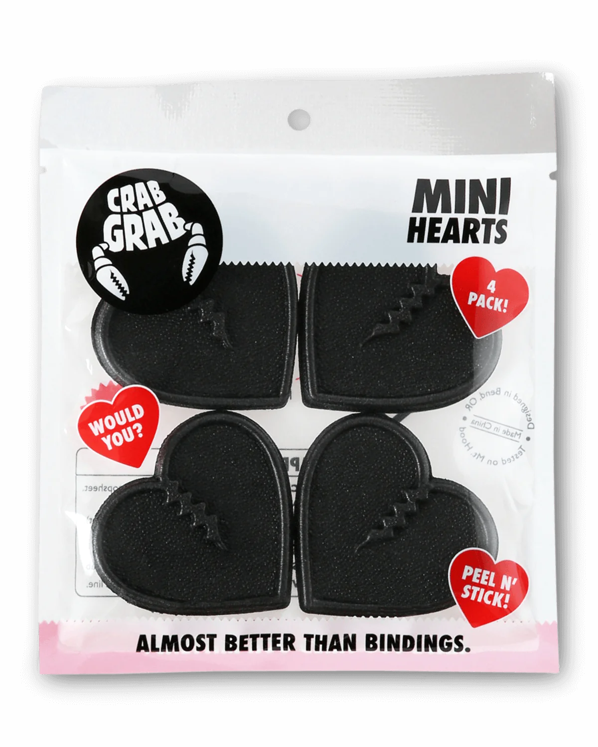 CRAB GRAB Mini Hearts Traction Pad Black Snowboard Stomp Pads Crab Grab