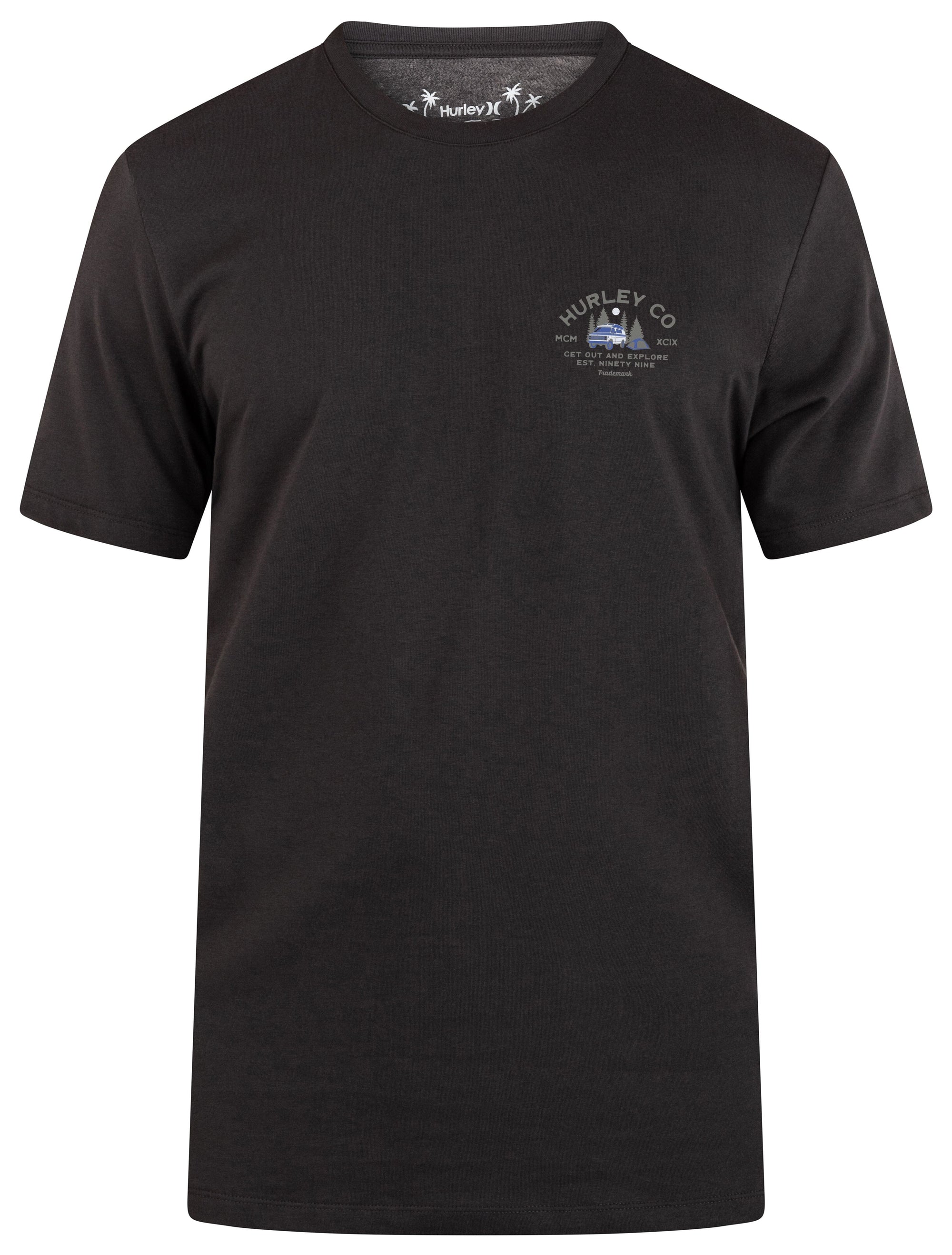 HURLEY Everyday Explore Camping T-Shirt Dark Stone Grey Men's Short Sleeve T-Shirts Hurley 