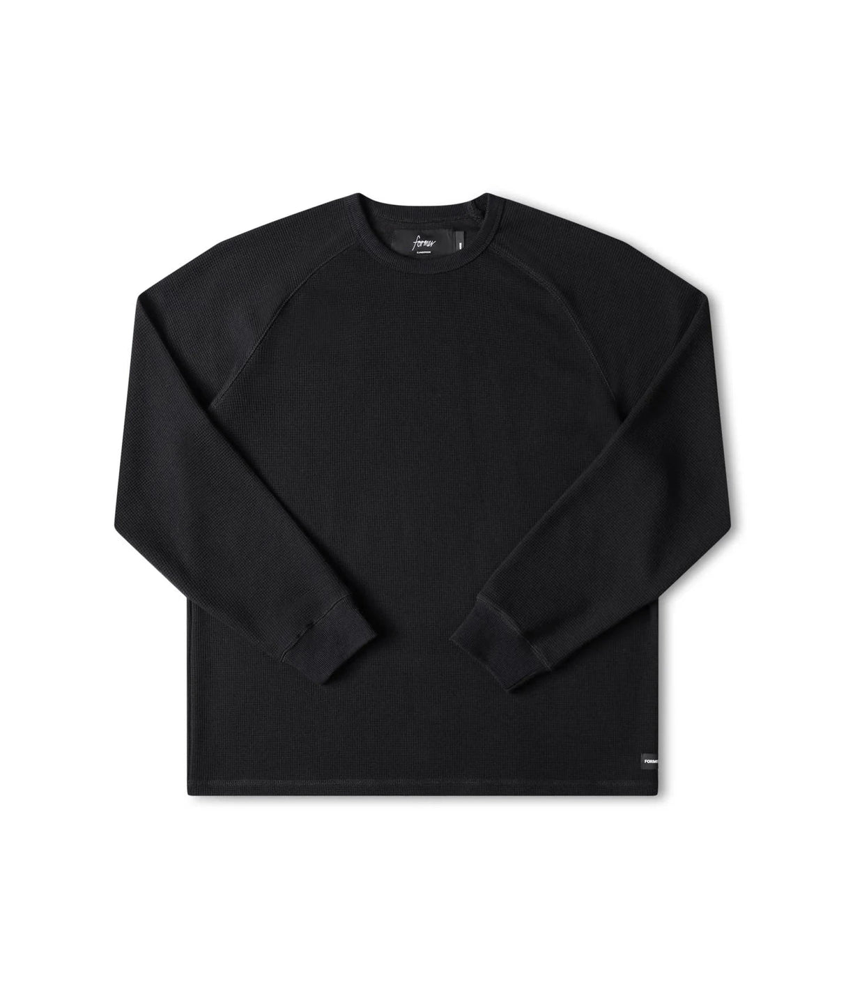 FORMER Anderson Long Sleeve Waffle Black Men's Crewnecks Former