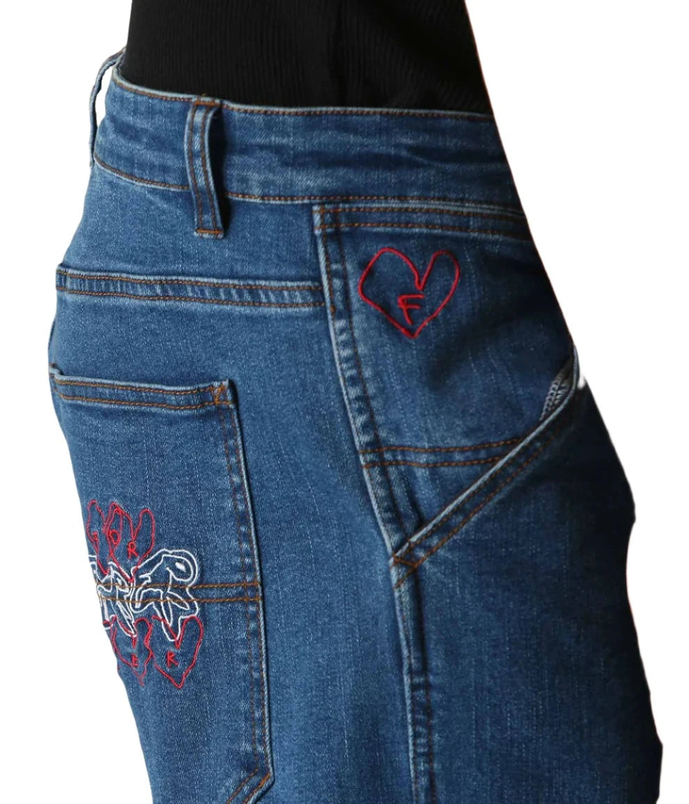 FORMER Distend Double Knee Denim Jeans Dark Blue Denim Men's Denim Former