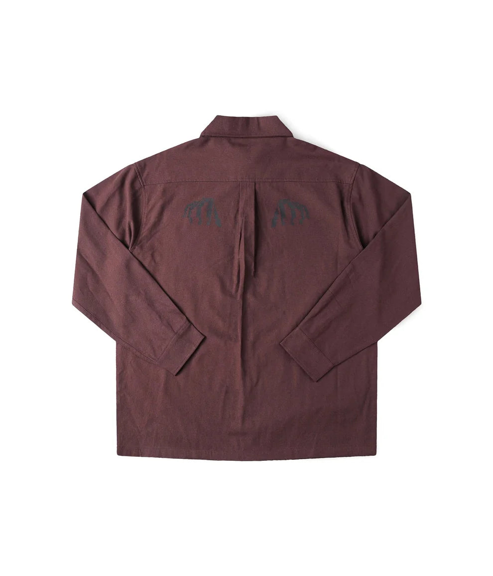 FORMER Vivian Engineered Long Sleeve Button-Up Shirt Bark