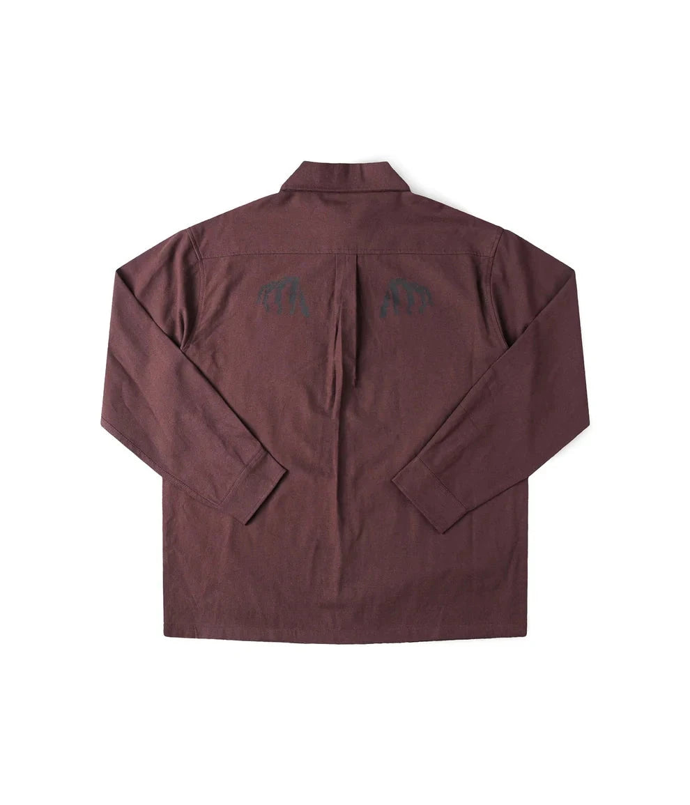 FORMER Vivian Engineered Long Sleeve Button-Up Shirt Bark Men's Long Sleeve Button Up Shirts Former
