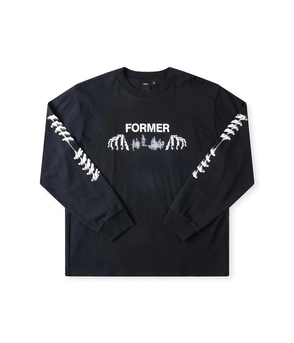 FORMER Engineered Long Sleeve T-Shirt Washed Black Men's Long Sleeve T-Shirts Former
