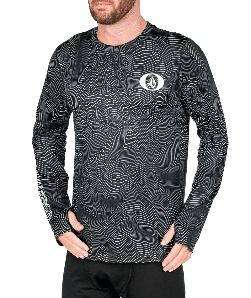 VOLCOM V-Science Crew Base Layer Top Black Print Men's Base Layers Volcom