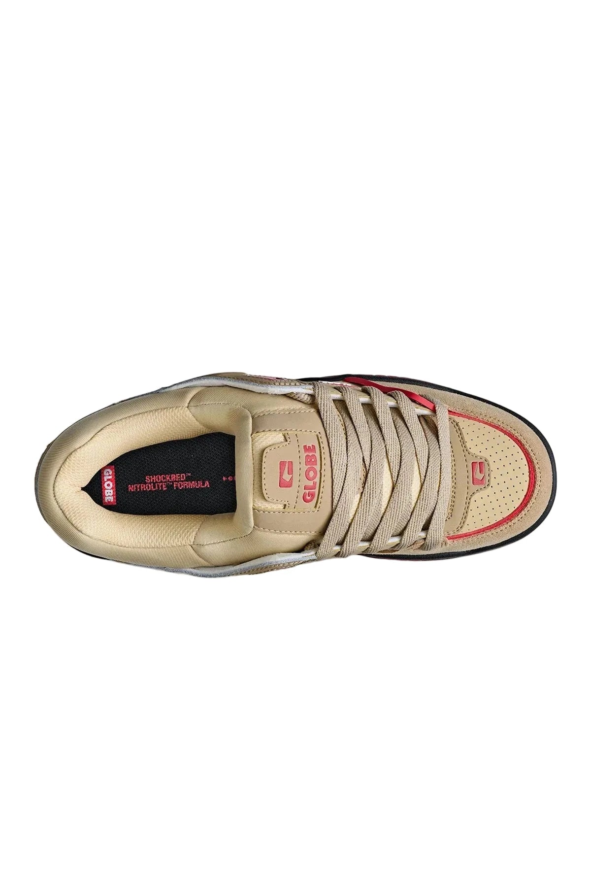 GLOBE Fusion Shoe Khaki/Red Men's Skate Shoes Globe