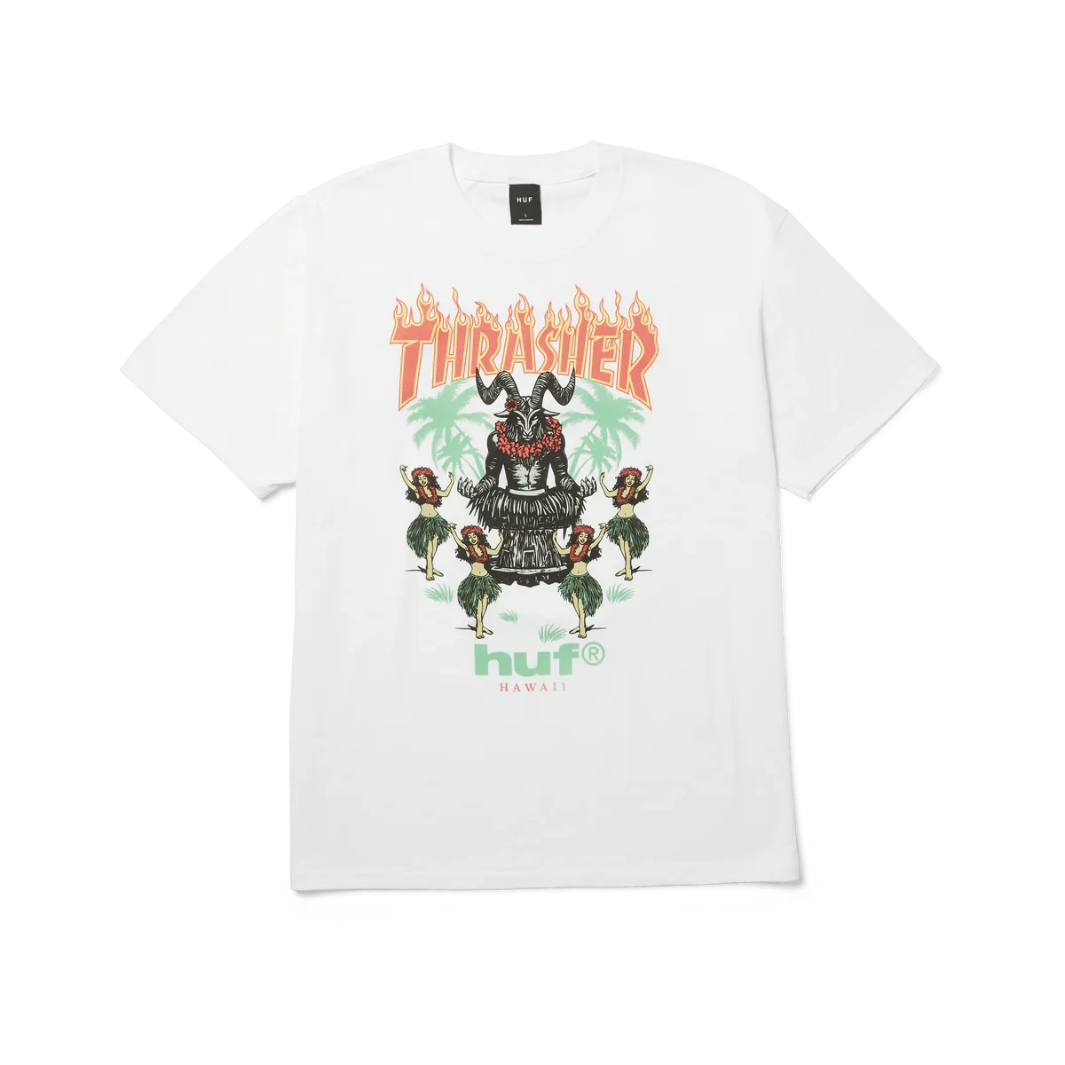 HUF x Thrasher Goat Luau T-Shirt White Men's Short Sleeve T-Shirts Huf