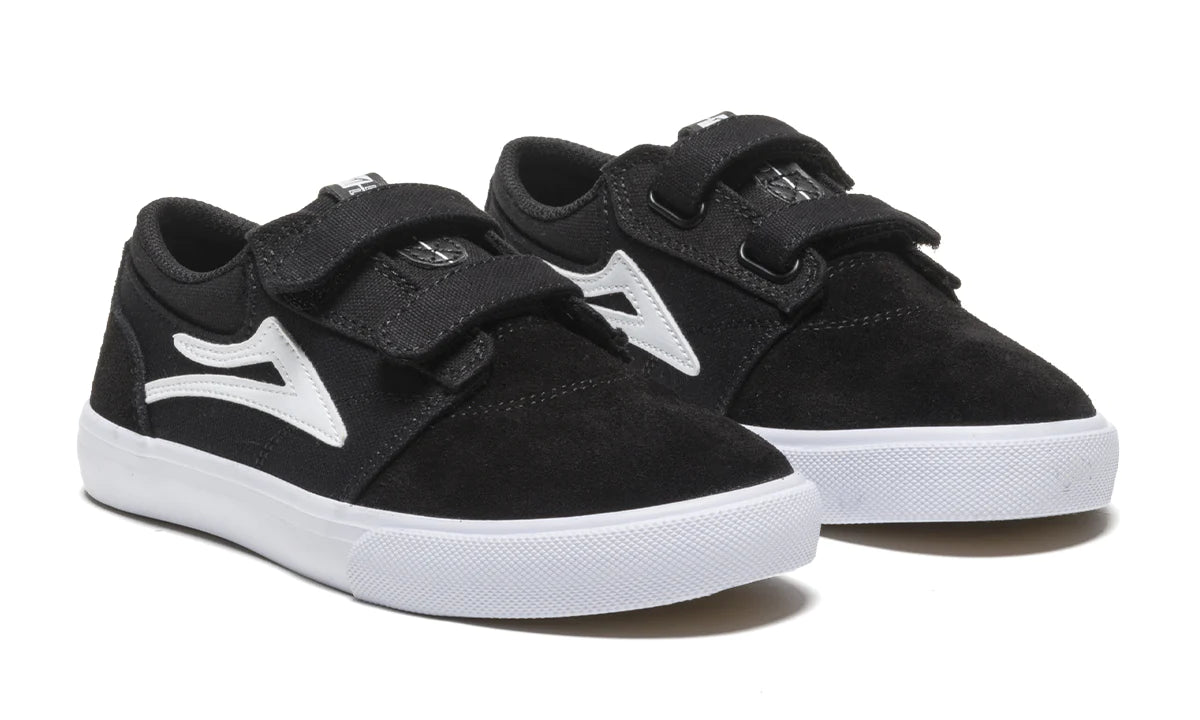 LAKAI Kids Griffin Shoes Black/White Suede Youth and Toddler Skate Shoes Lakai