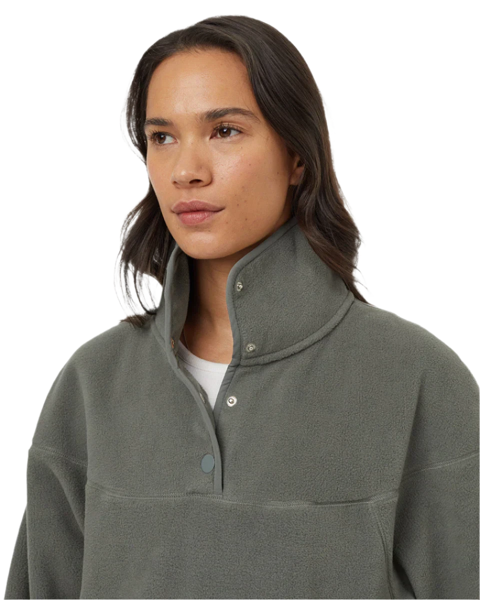 TENTREE Women's Recycled Microfleece 1/4 Snap Fleece Sweater Mineral Women's Sweaters Tentree