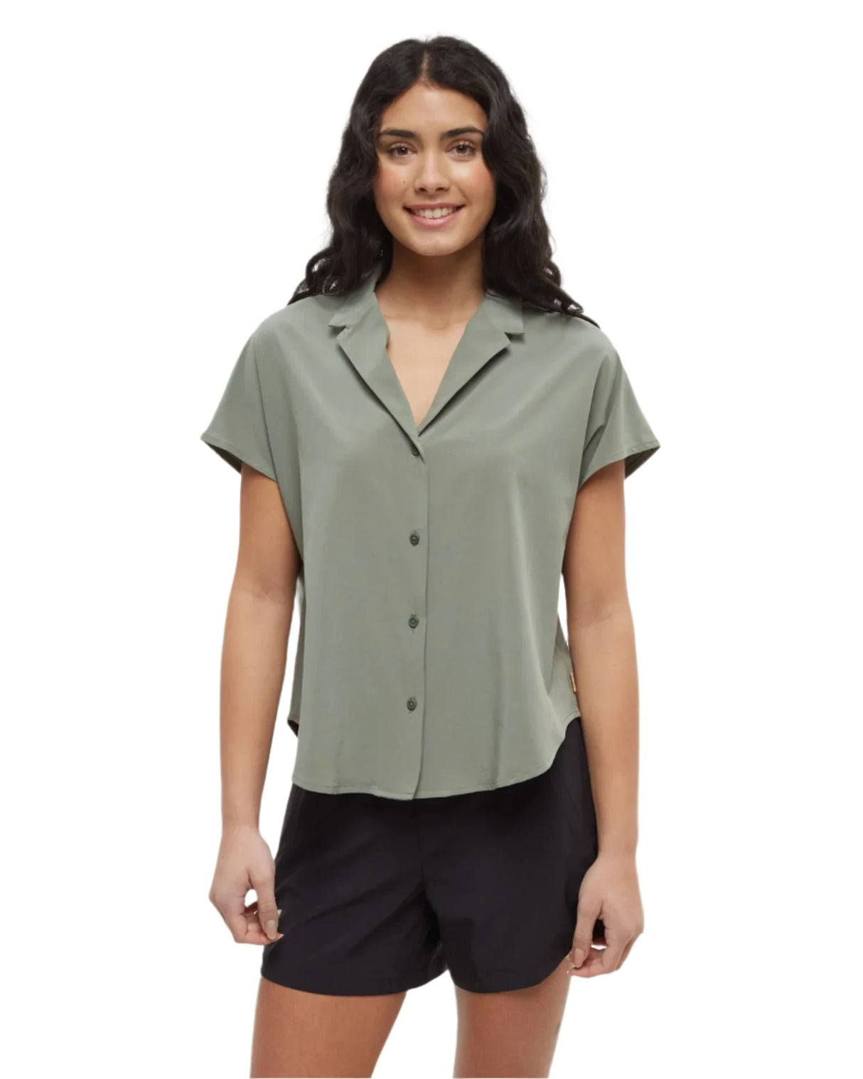 TENTREE Women's Harding Button-Up Shirt Agave Green Women's Flannels and Button Ups Tentree