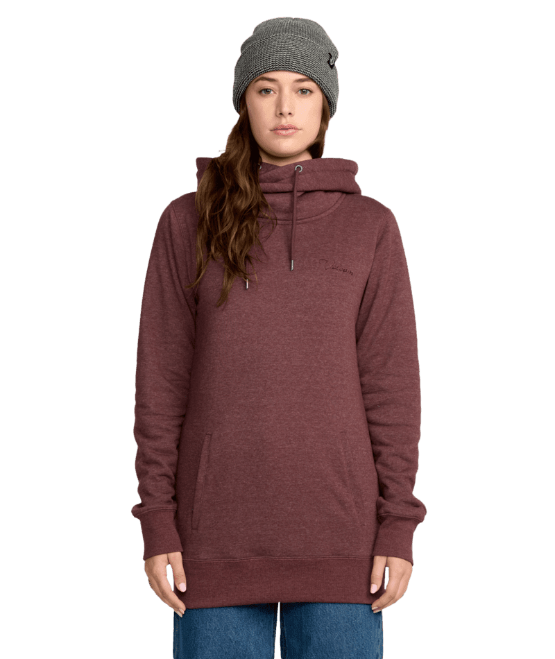 VOLCOM Women's Tower Fleece Pullover Hoodie Oxblood Women's Pullover Hoodies Volcom