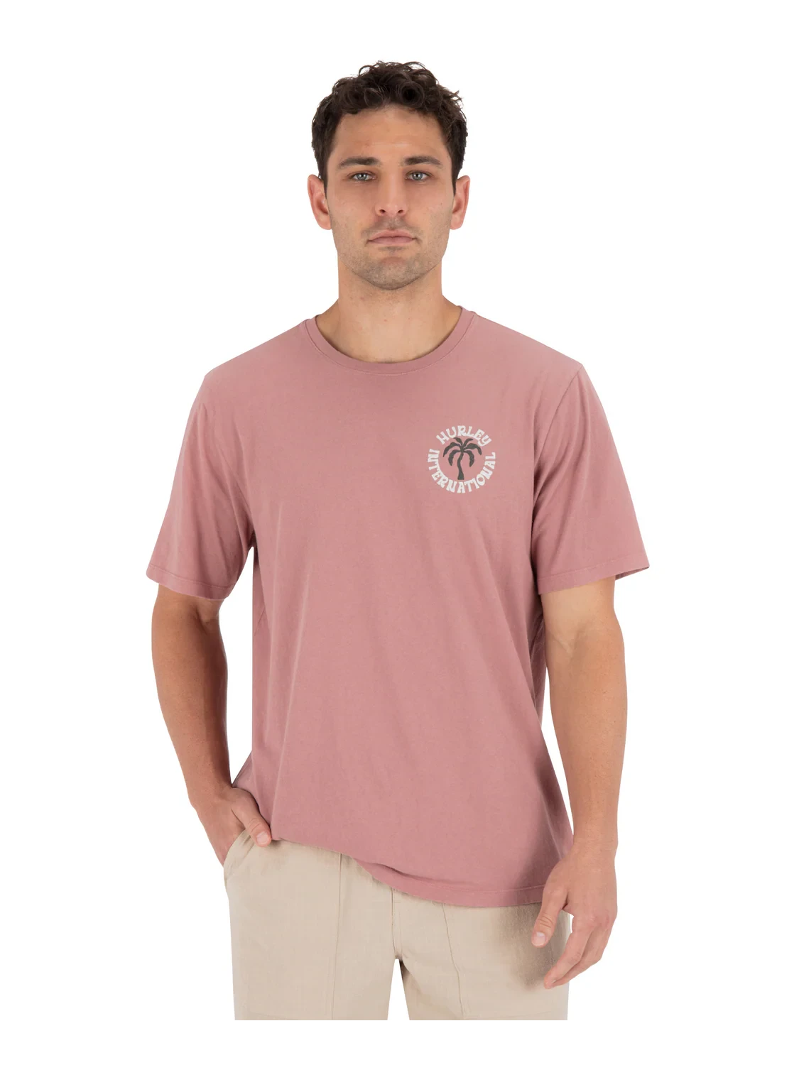 HURLEY Palm T-Shirt Phantom Rose Men's Short Sleeve T-Shirts Hurley