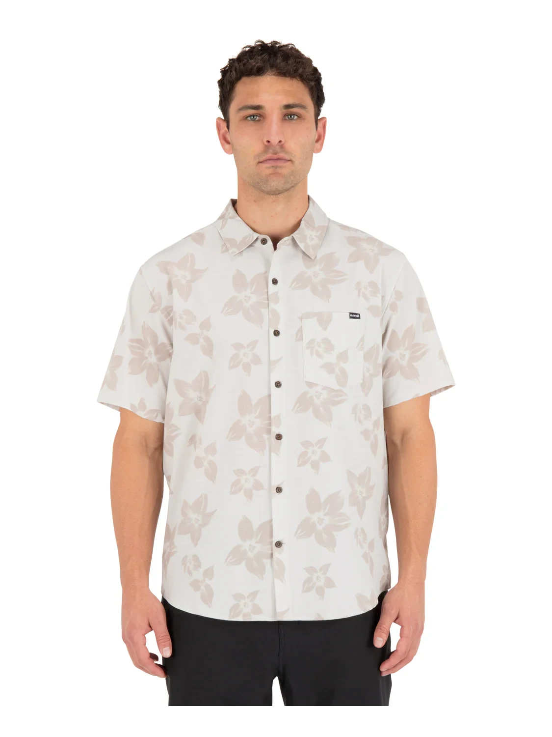 HURLEY Newport Stretch Short Sleeve Button Up Bone Men's Short Sleeve Button Up Shirts Hurley