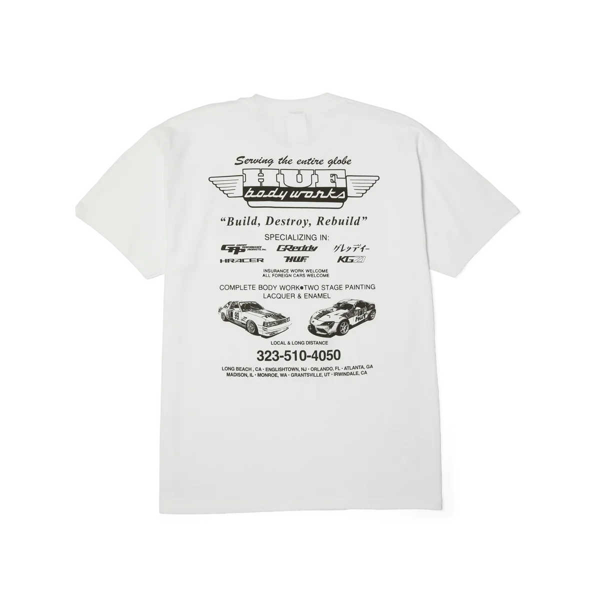 HUF X GReddy Body Works T-Shirt White Men's Short Sleeve T-Shirts Huf