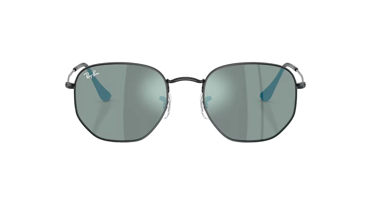 RAY-BAN Hexagonal Flat Black - Blue Mirror Sunglasses Sunglasses Ray-Ban