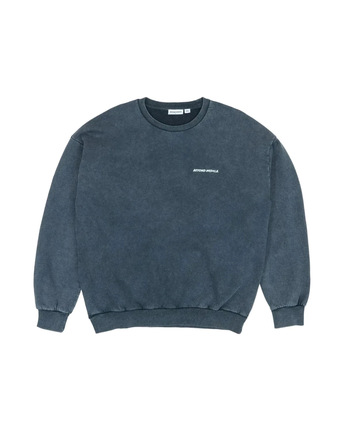 BEYOND MEDALS Distressed Logo Crewneck Black Men's Crewnecks Beyond Medals