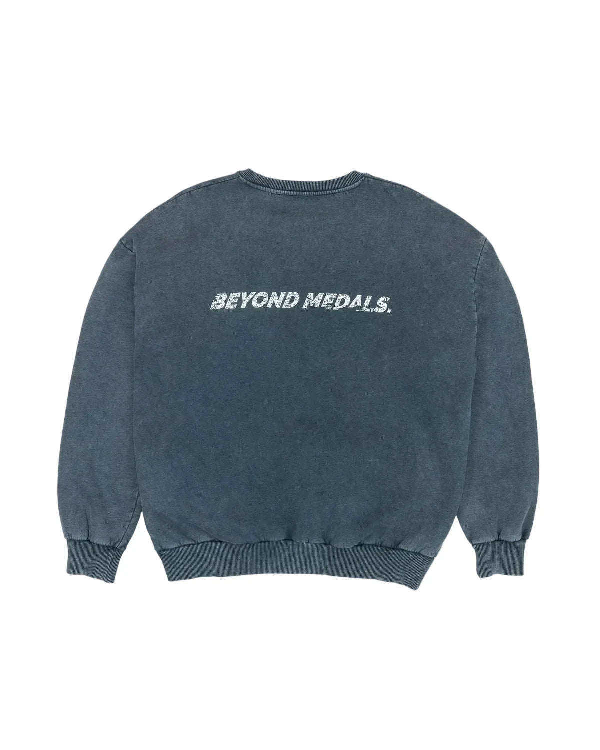 BEYOND MEDALS Distressed Logo Crewneck Black Men's Crewnecks Beyond Medals