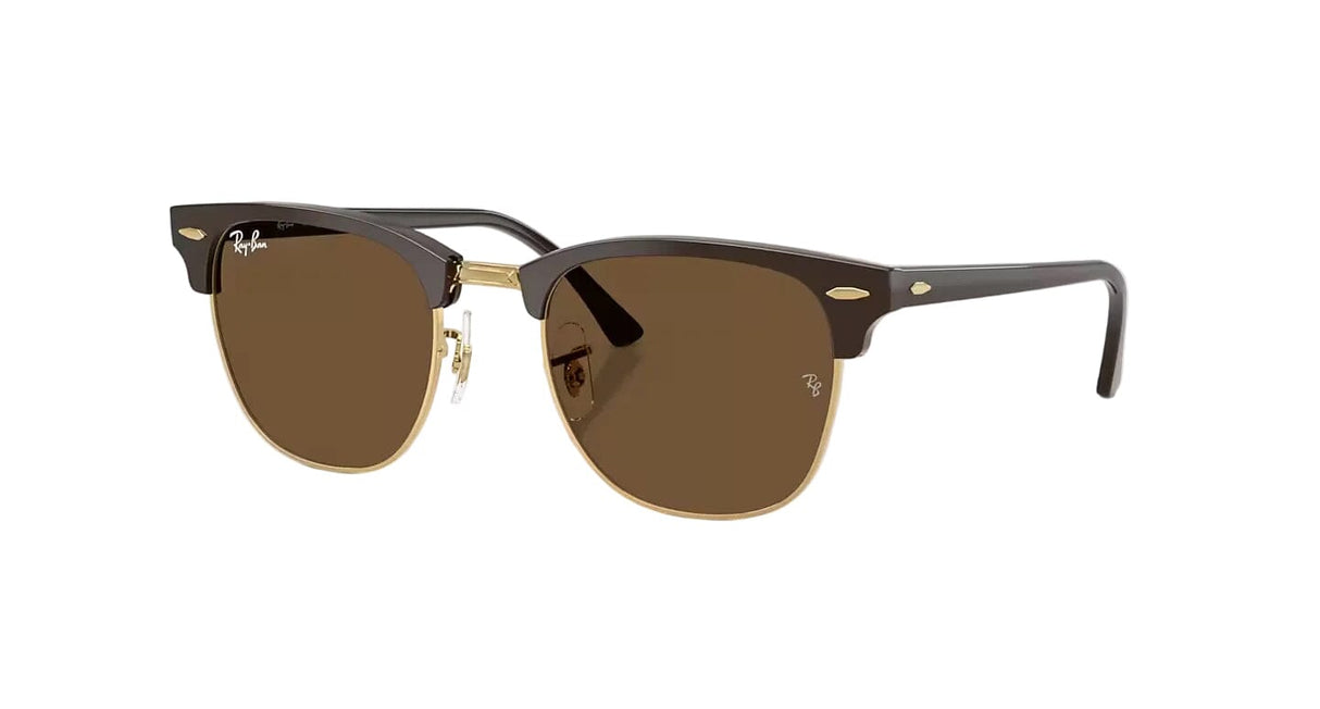 RAY-BAN Clubmaster Classic Polished Brown/Gold - Dark Brown Sunglasses Sunglasses Ray-Ban