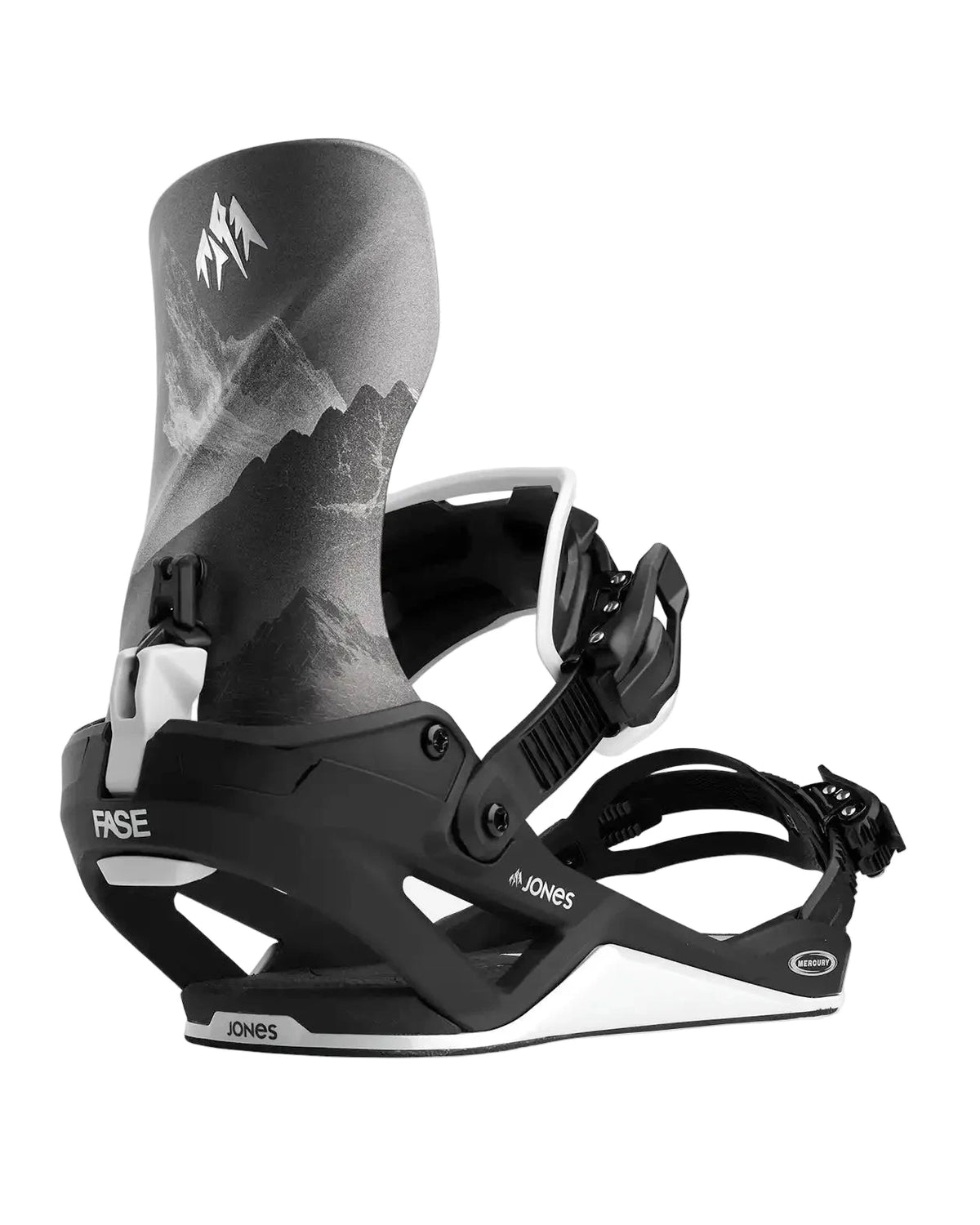 JONES Mercury FASE Snowboard Bindings MTN Black/Silver 2027 Men's Snowboard Bindings Jones Snowboards