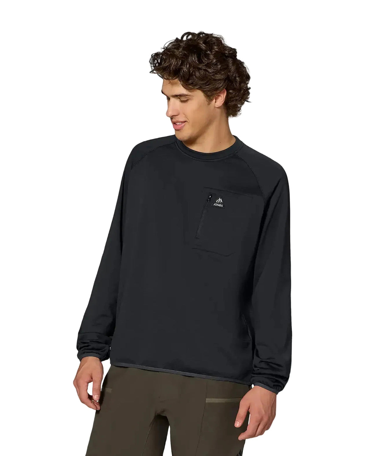 JONES Flagship Grid Fleece Crew Black Men's Base Layers Jones Snowboards